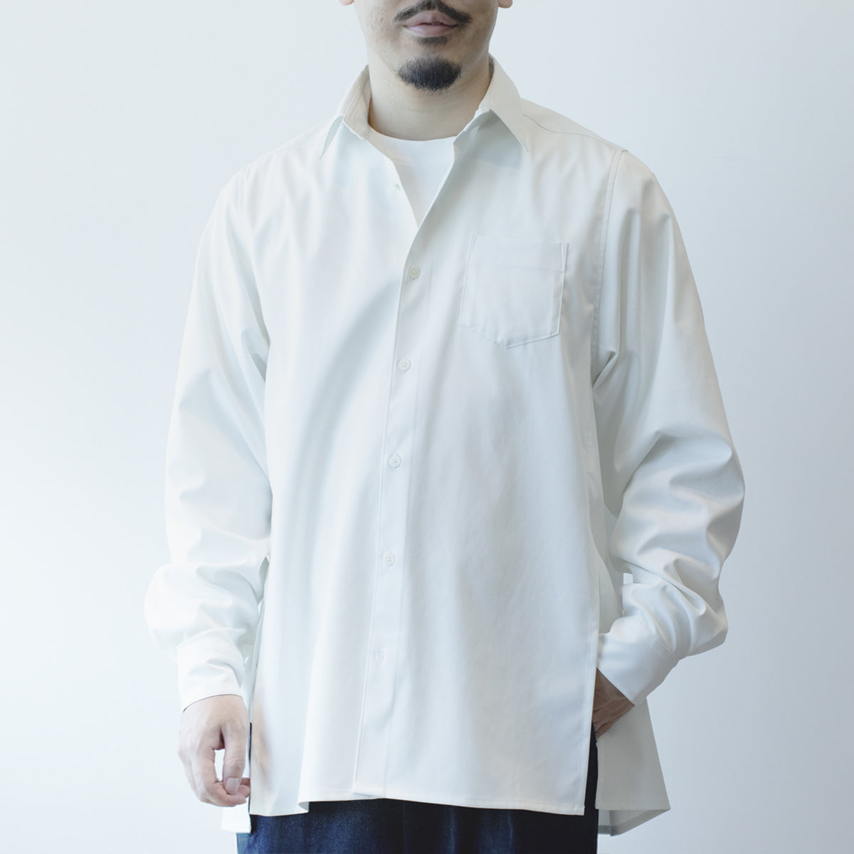 新品 FACETASM SIDE SLIT SHIRT サイド スリット シャツ JULLIN（ユリン）の「【JULLIN】 side slit button drape shirt